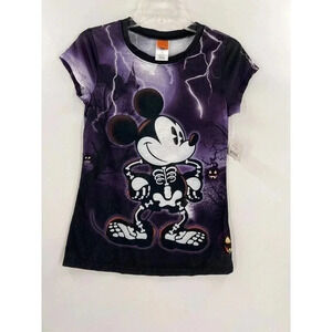 Disney Mickey Mouse Skeleton Double Sided Halloween SleepShirt Junior Medium NEW